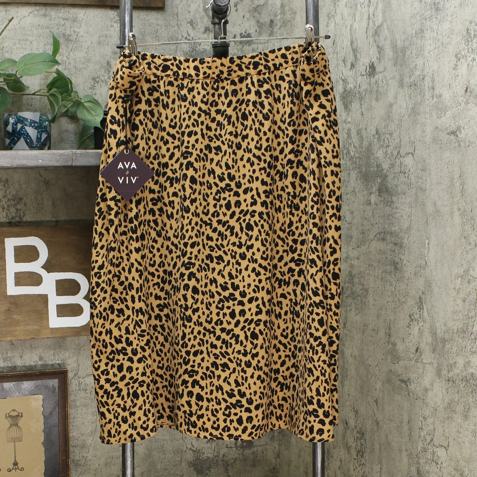Ava & Viv Women's Plus Size Animal Print Midi Skirt