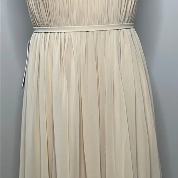 Azazie Soft Tan V-Neck Sleeveless Maxi Gown Size A10