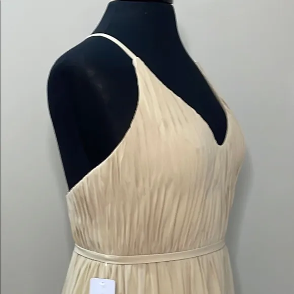 Azazie Soft Tan V-Neck Sleeveless Maxi Gown Size A10