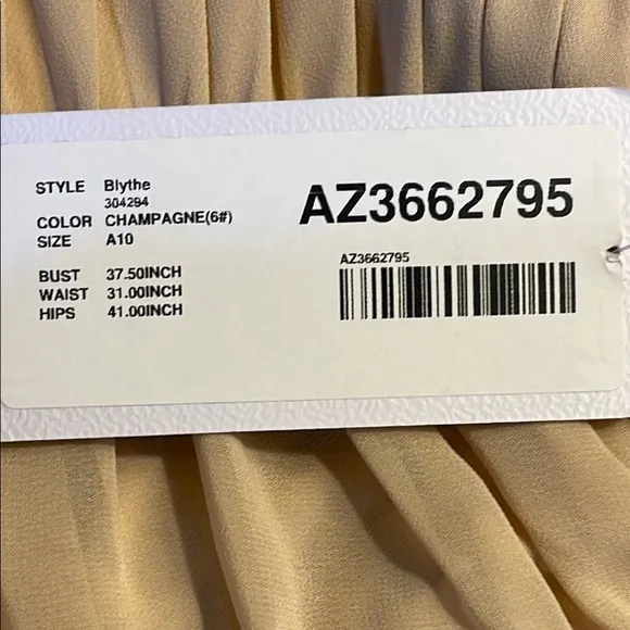 Azazie Soft Tan V-Neck Sleeveless Maxi Gown Size A10