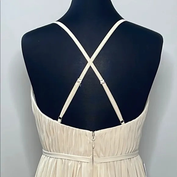 Azazie Soft Tan V-Neck Sleeveless Maxi Gown Size A10