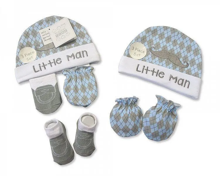 Baby Hat, Socks and Mitten Set - Little Man