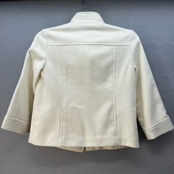 Banana Republic Pea Coat Women's Size S White 48% Wool Classic Elegant Preppy