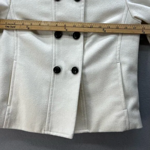 Banana Republic Pea Coat Women's Size S White 48% Wool Classic Elegant Preppy