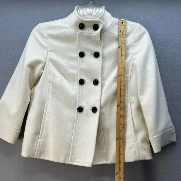 Banana Republic Pea Coat Women's Size S White 48% Wool Classic Elegant Preppy