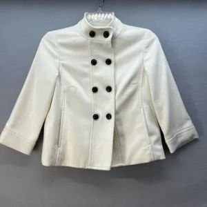 Banana Republic Pea Coat Women's Size S White 48% Wool Classic Elegant Preppy