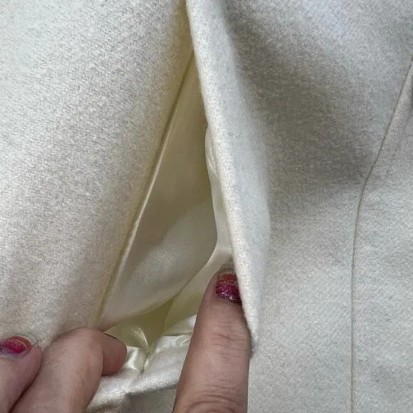 Banana Republic Pea Coat Women's Size S White 48% Wool Classic Elegant Preppy
