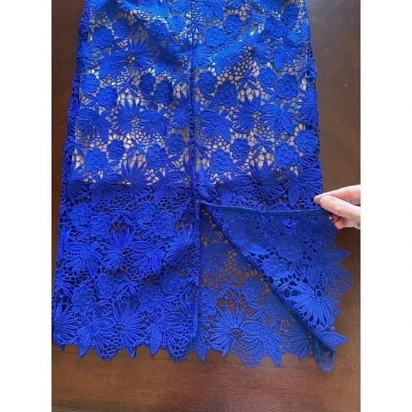 Bardot NWT Blue Lace Spaghetti Strap Sweetheart Neckline Cocktail Dress Medium
