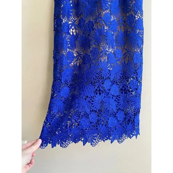 Bardot NWT Blue Lace Spaghetti Strap Sweetheart Neckline Cocktail Dress Medium
