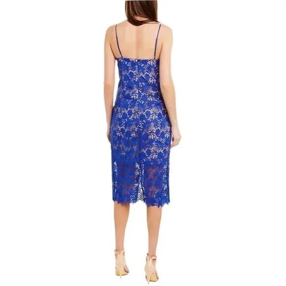 Bardot NWT Blue Lace Spaghetti Strap Sweetheart Neckline Cocktail Dress Medium