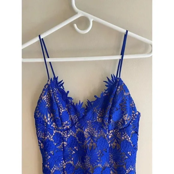 Bardot NWT Blue Lace Spaghetti Strap Sweetheart Neckline Cocktail Dress Medium