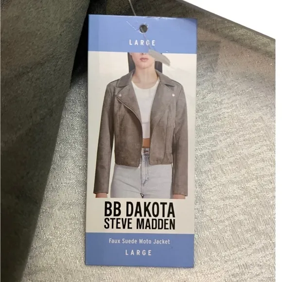 Bb Dakota By Steve Madden Vegan Faux Suede Moto Jacket L NWT