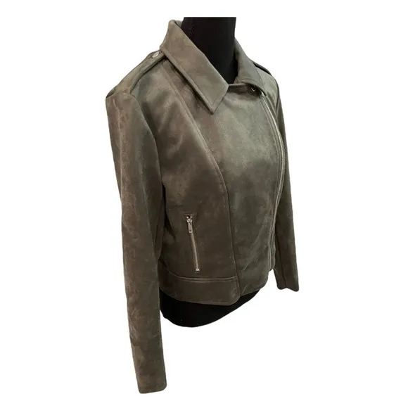 Bb Dakota By Steve Madden Vegan Faux Suede Moto Jacket L NWT