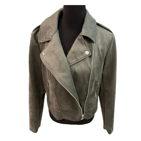 Bb Dakota By Steve Madden Vegan Faux Suede Moto Jacket L NWT