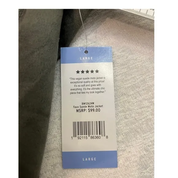 Bb Dakota By Steve Madden Vegan Faux Suede Moto Jacket L NWT