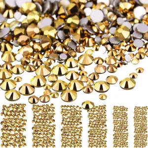 Bememo 3456 Pieces Nail Crystals AB Nail Art Rhinestones Round Beads Flatback Glass Charms Gems Stones, 6 Sizes for Nails Decoration Makeup Clothes Shoes (Iridescent)
