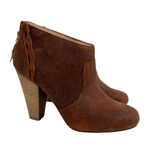 Betsey Johnson Jensen Leather Chestnut Brown Bootie Boots