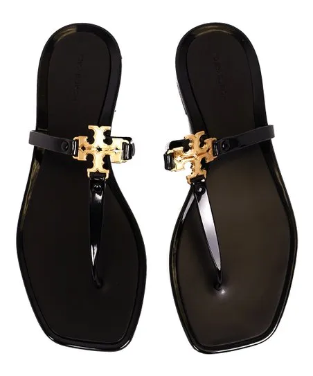 Black & Goldtone Roxanne Jelly Sandal