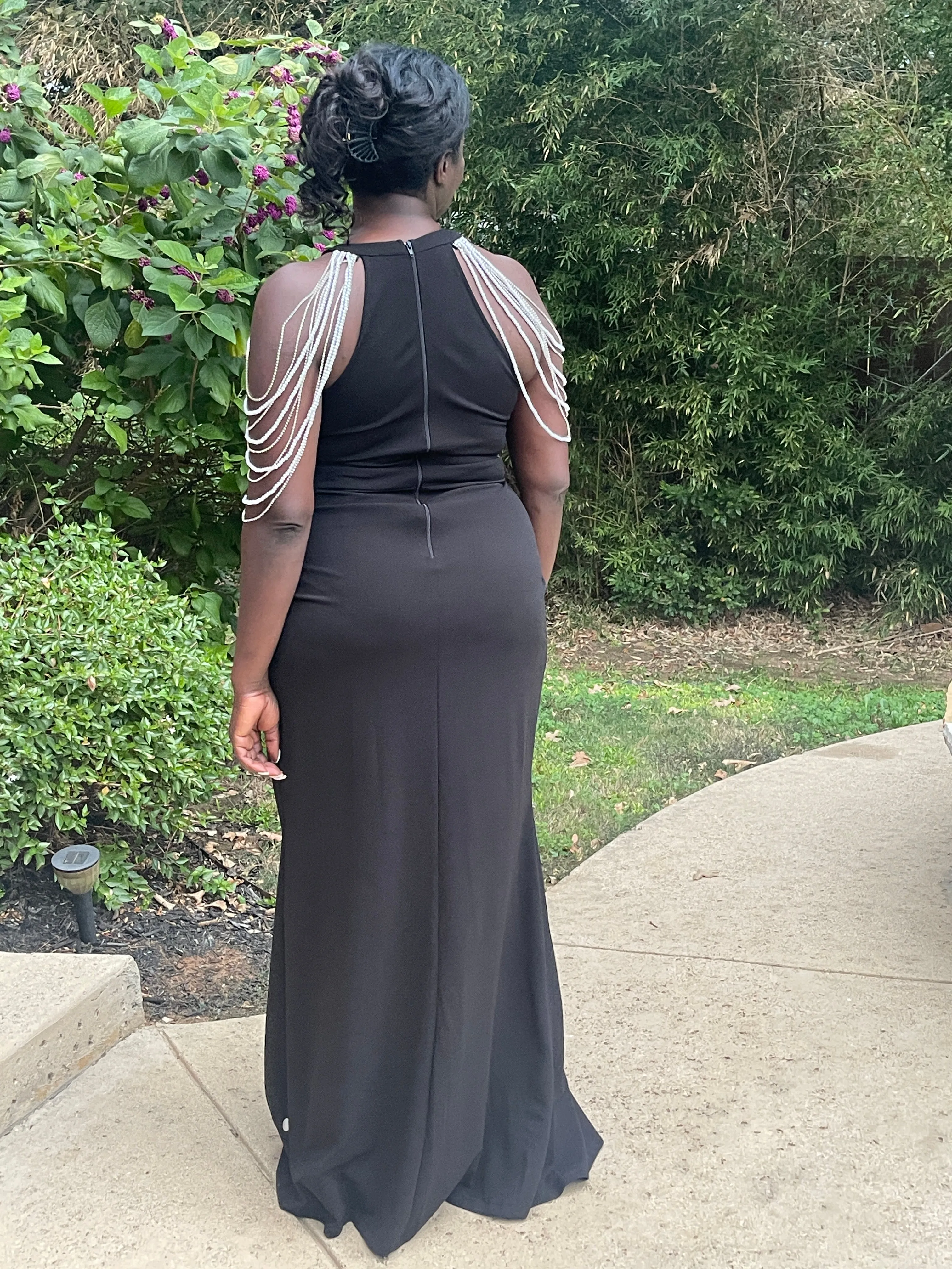 Black Rhinestone Plus Size Maxi Dress