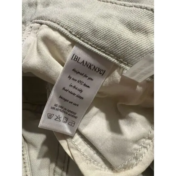 Blank NYC Women's Skinny Jeans Size 26 Beige Acid Wash Eyelet Accents