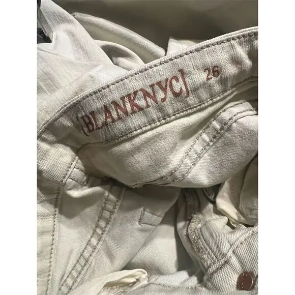 Blank NYC Women's Skinny Jeans Size 26 Beige Acid Wash Eyelet Accents