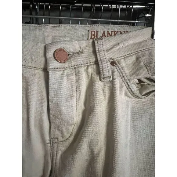 Blank NYC Women's Skinny Jeans Size 26 Beige Acid Wash Eyelet Accents
