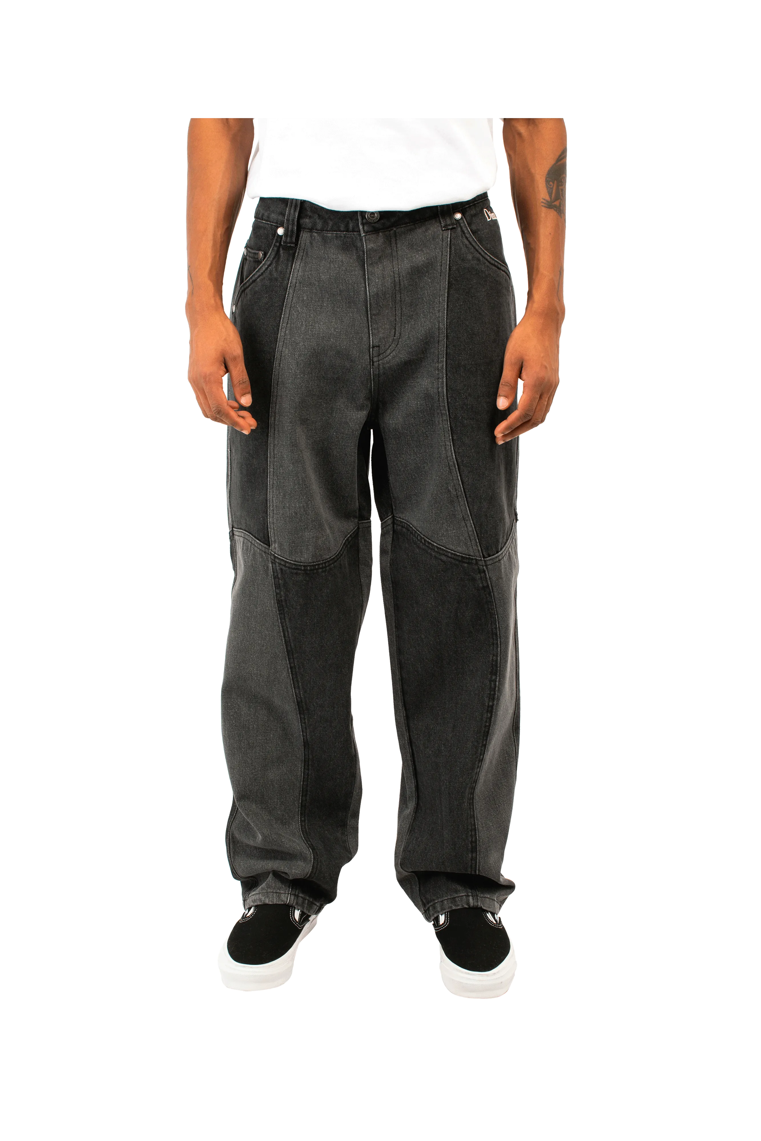 Blocked Relaxed Denim Pants