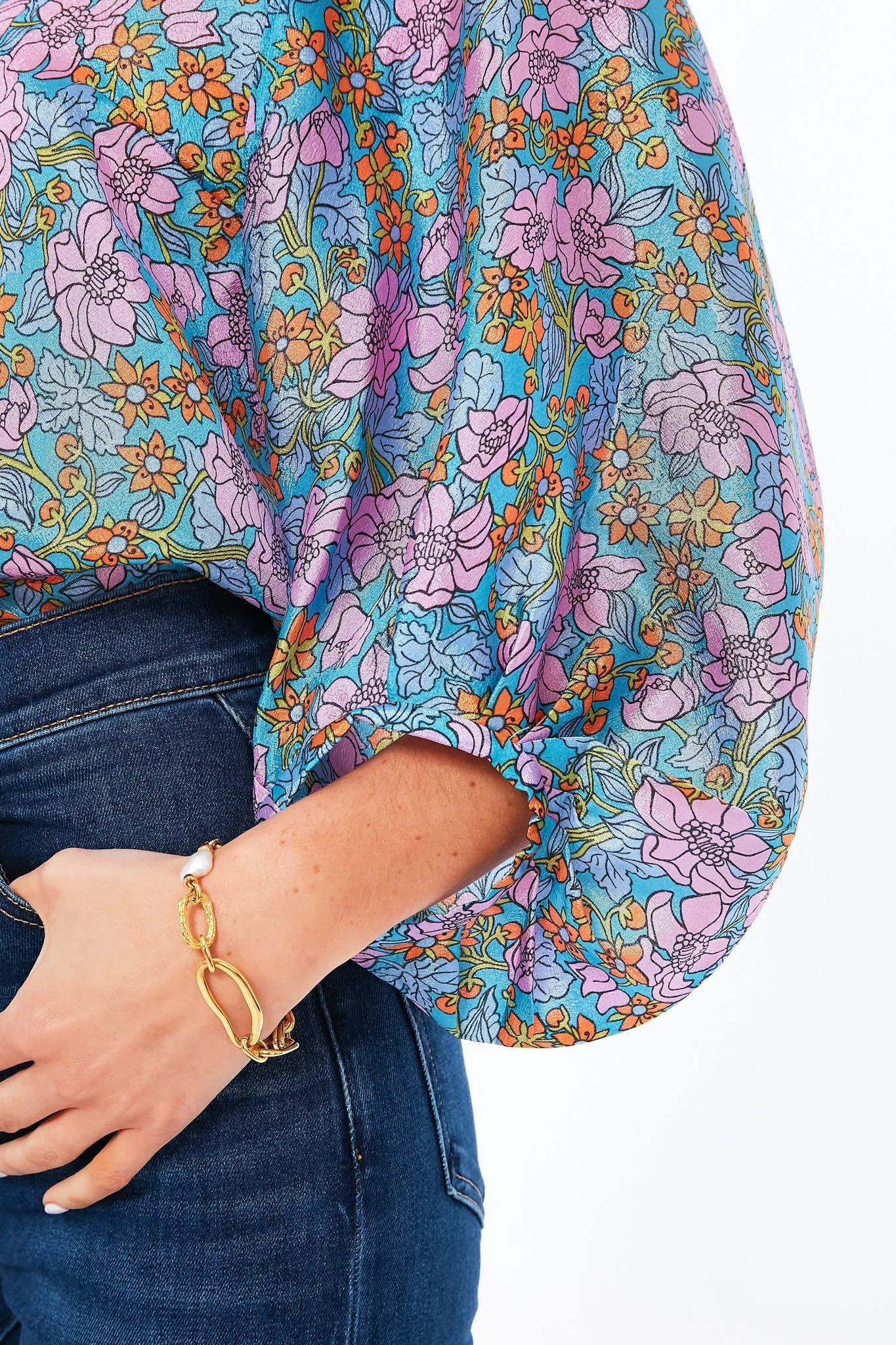 Blue Flowerscape Martha Blouse