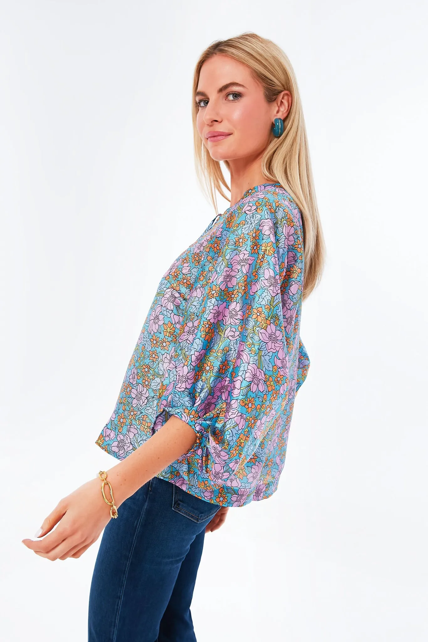 Blue Flowerscape Martha Blouse