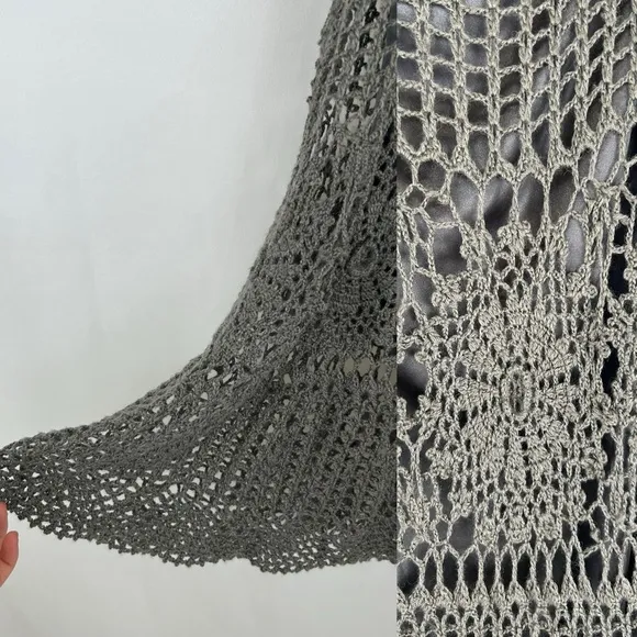 Boston Proper Grey Crochet Bohemian Maxi Skirt