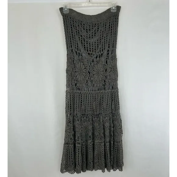 Boston Proper Grey Crochet Bohemian Maxi Skirt
