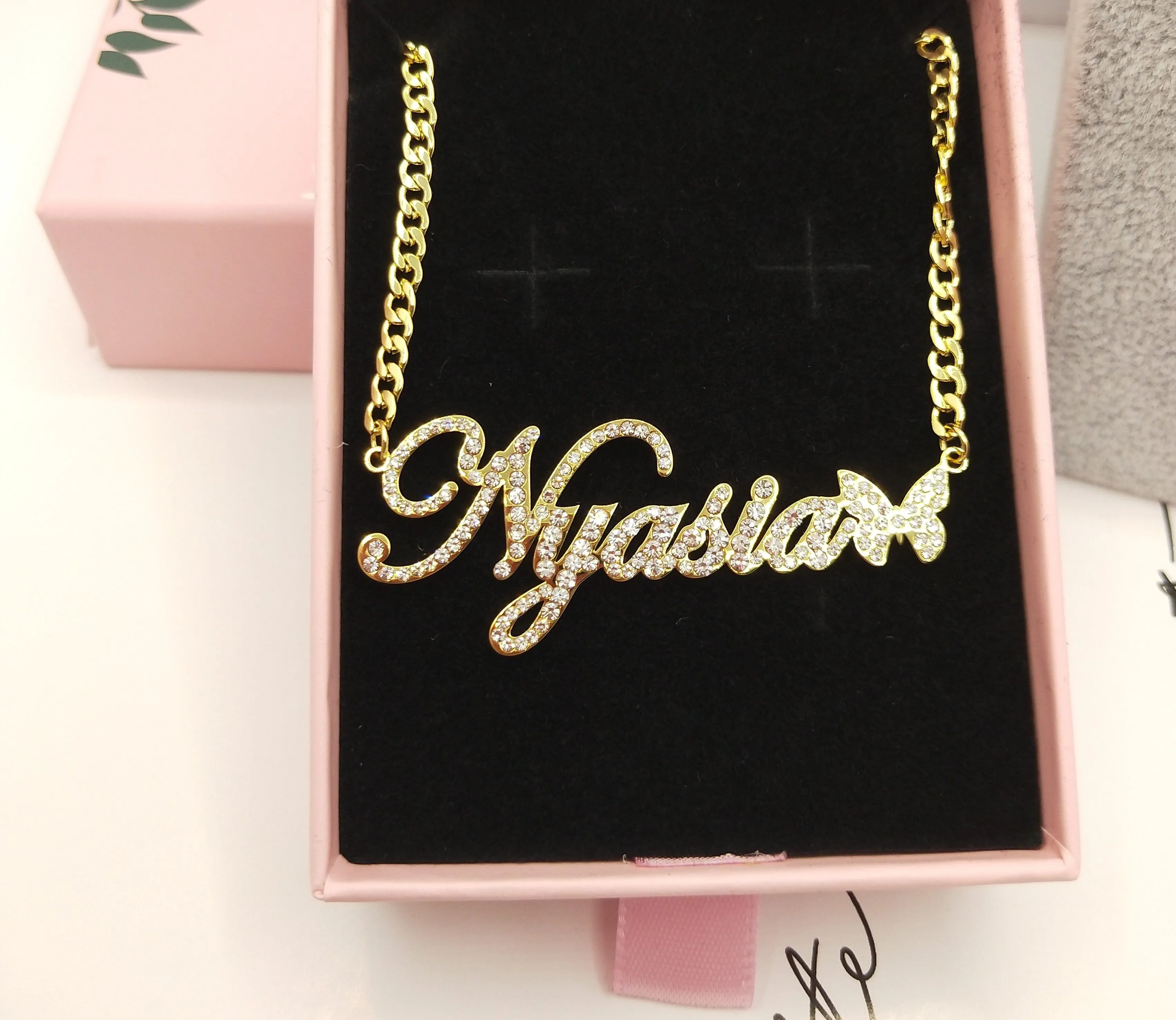 Butterfly Crystal Custom Name Necklace