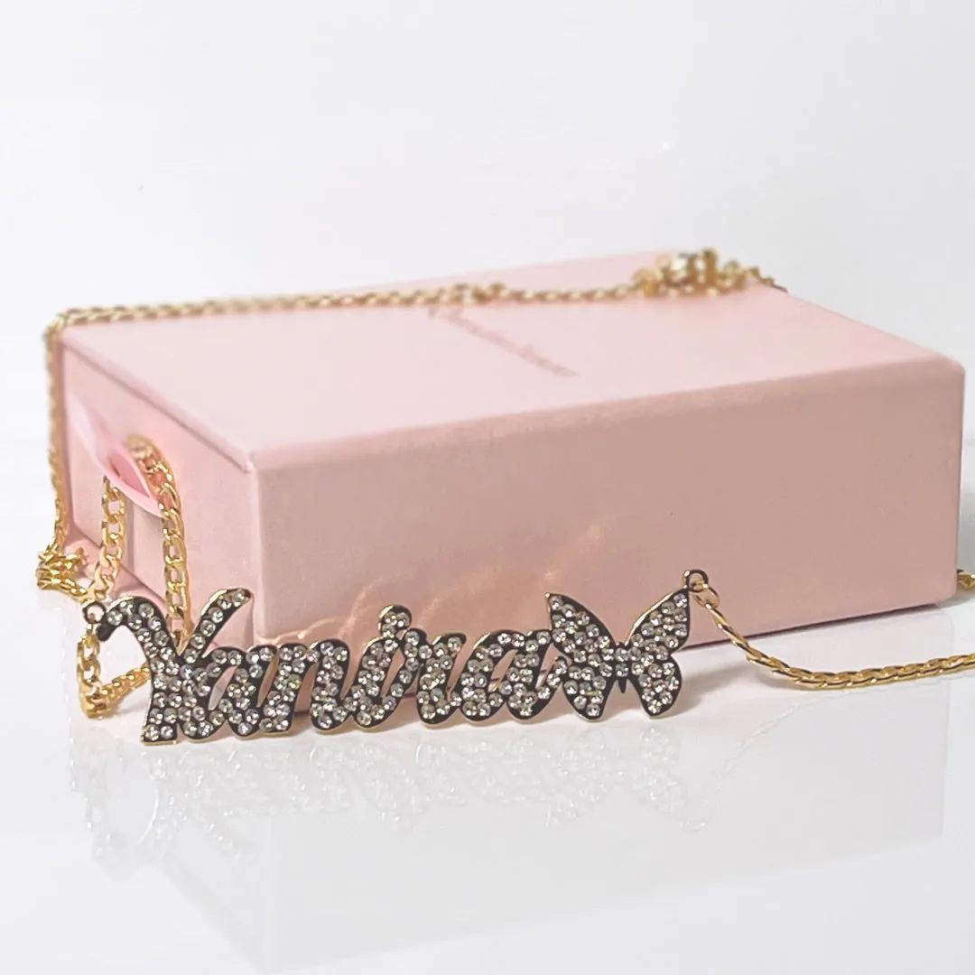 Butterfly Crystal Custom Name Necklace
