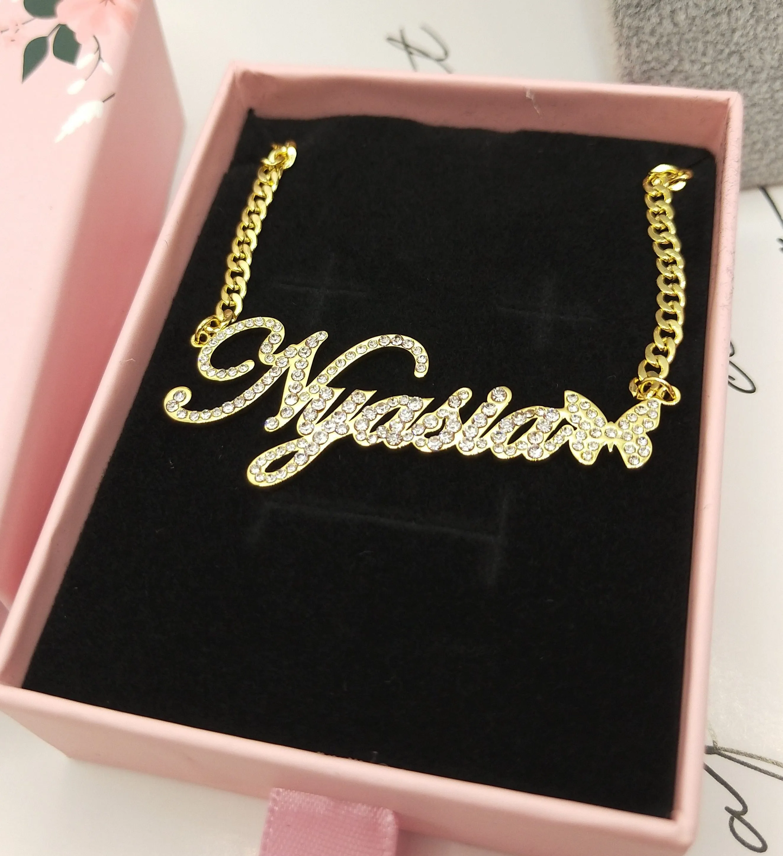 Butterfly Crystal Custom Name Necklace