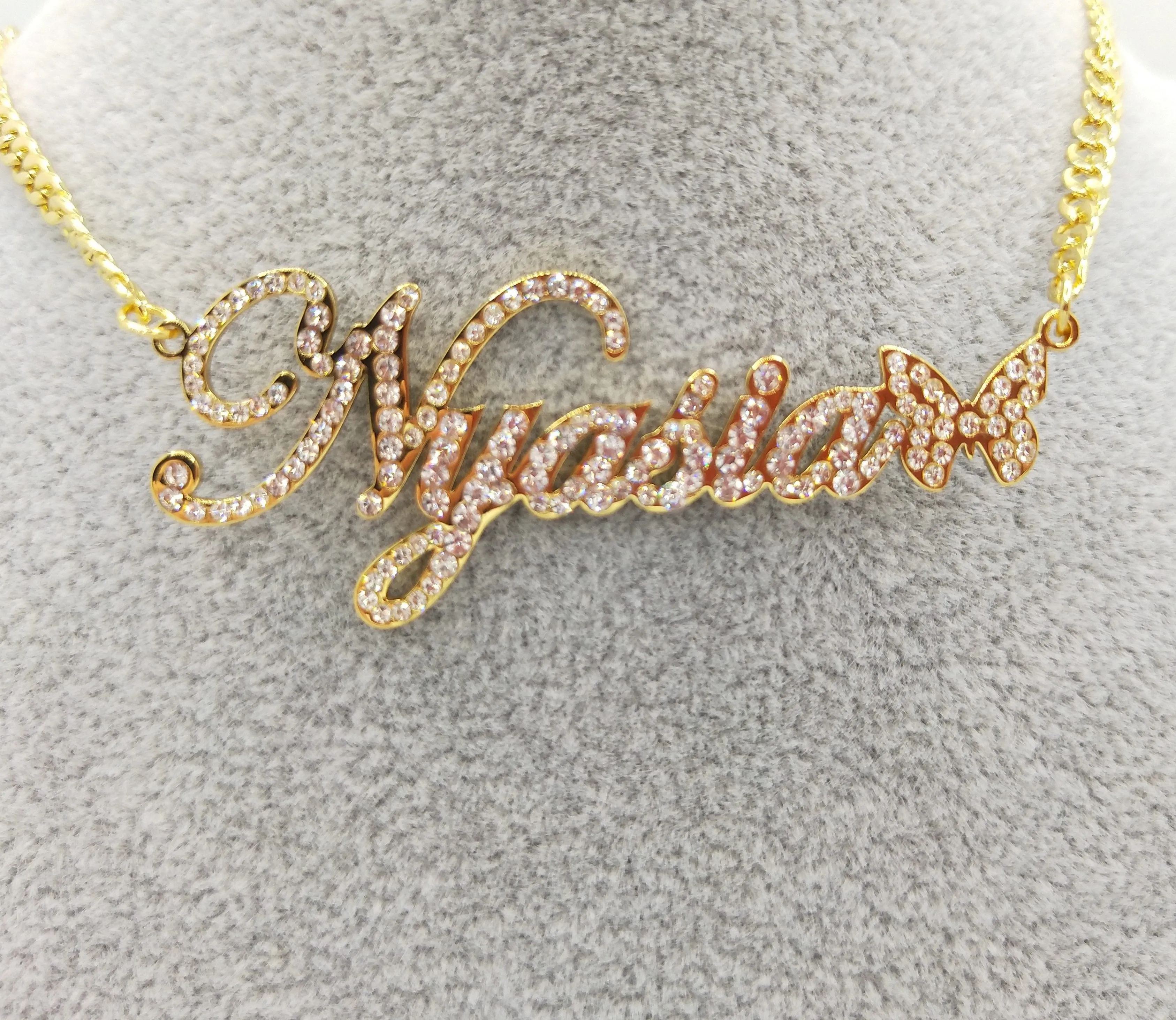 Butterfly Crystal Custom Name Necklace