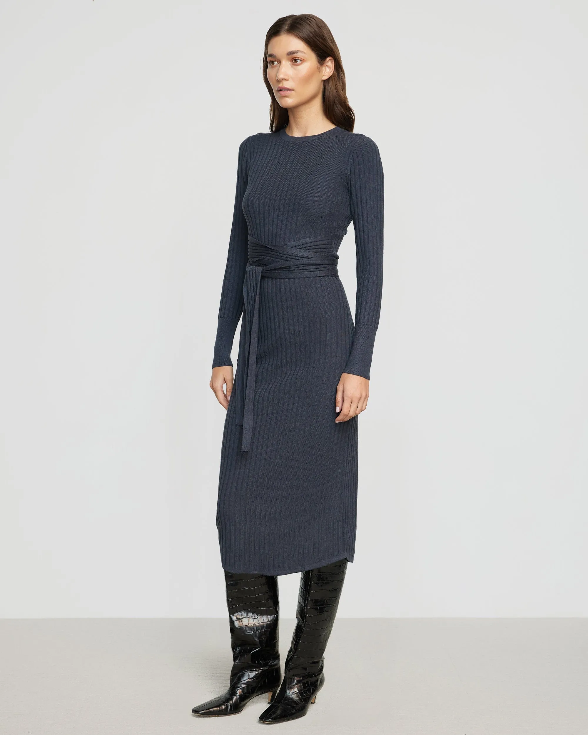 Carmen Tie-Front Ribbed Dress