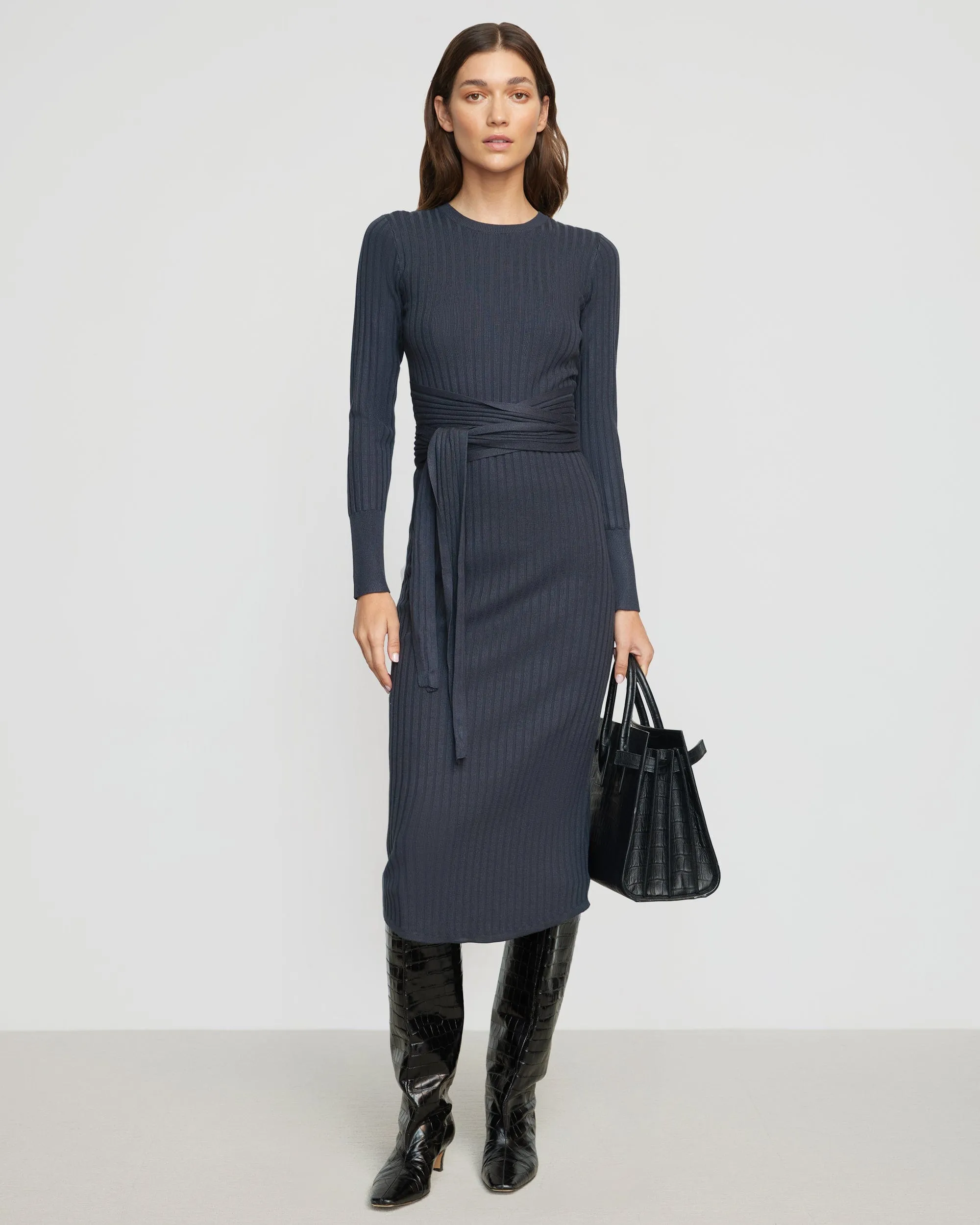 Carmen Tie-Front Ribbed Dress