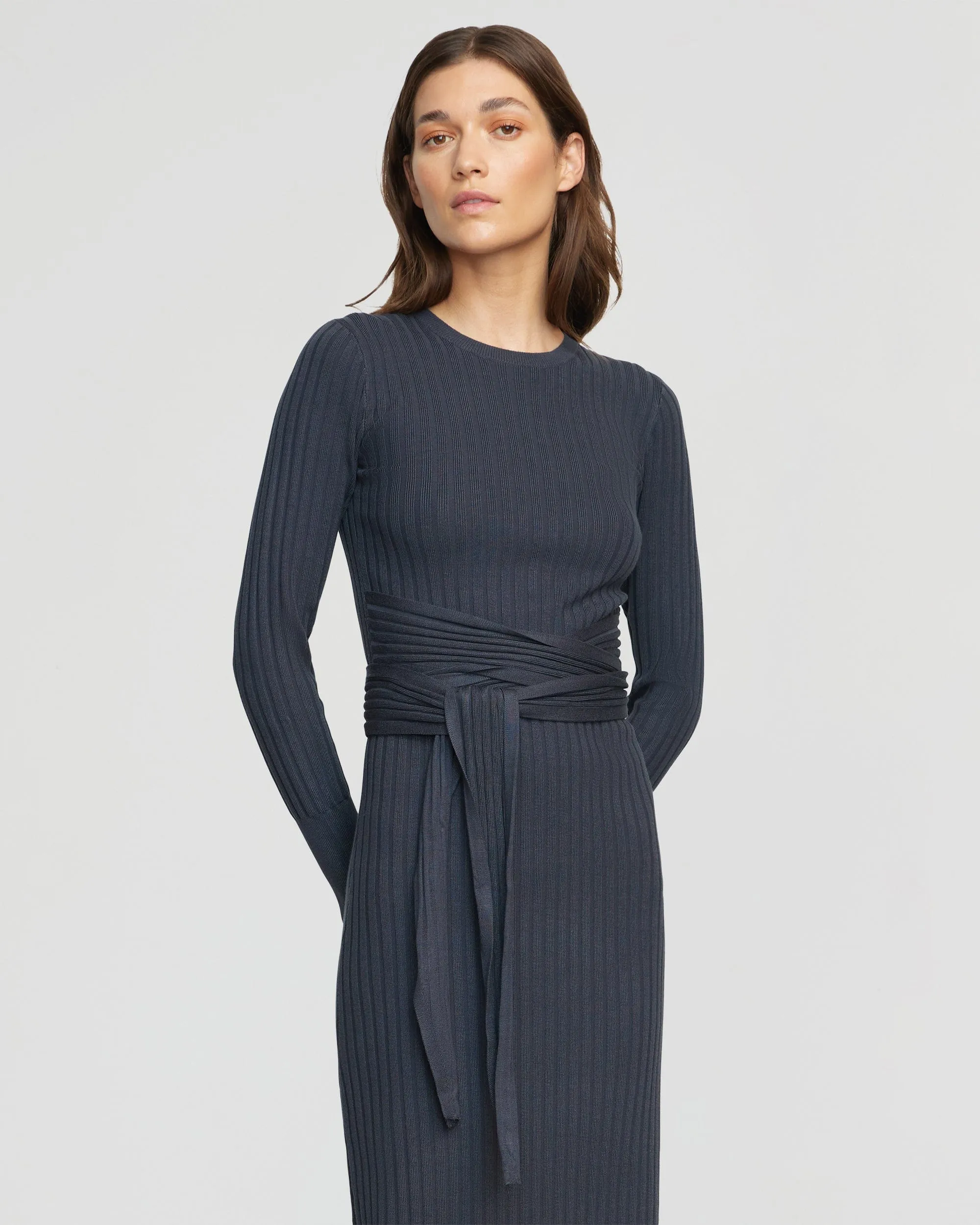 Carmen Tie-Front Ribbed Dress