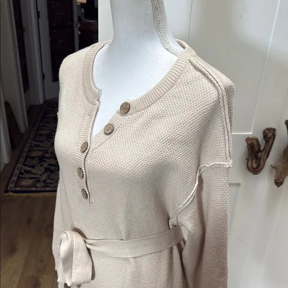 Casual Sweater Dress Loose Fit Knitted Button Closure Women’s Size S