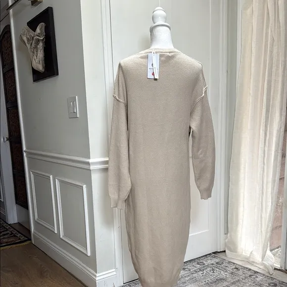Casual Sweater Dress Loose Fit Knitted Button Closure Women’s Size S