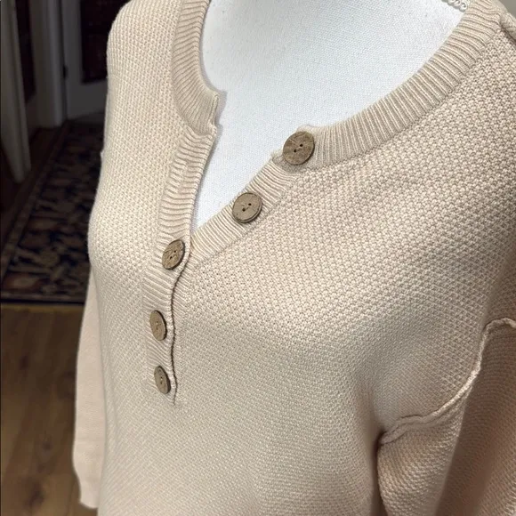 Casual Sweater Dress Loose Fit Knitted Button Closure Women’s Size S
