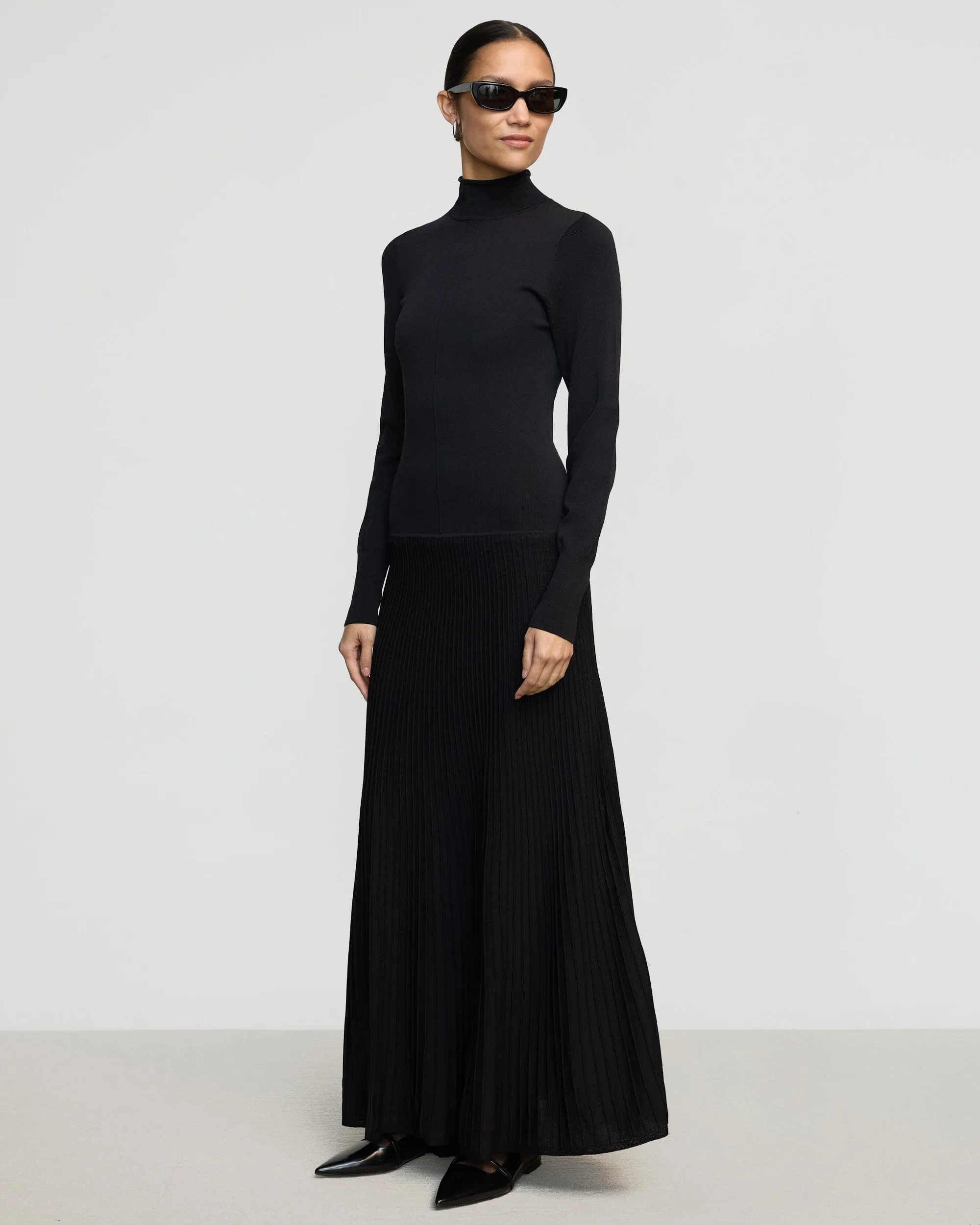 Chandra Ottoman-Knit Long-Sleeve Dress