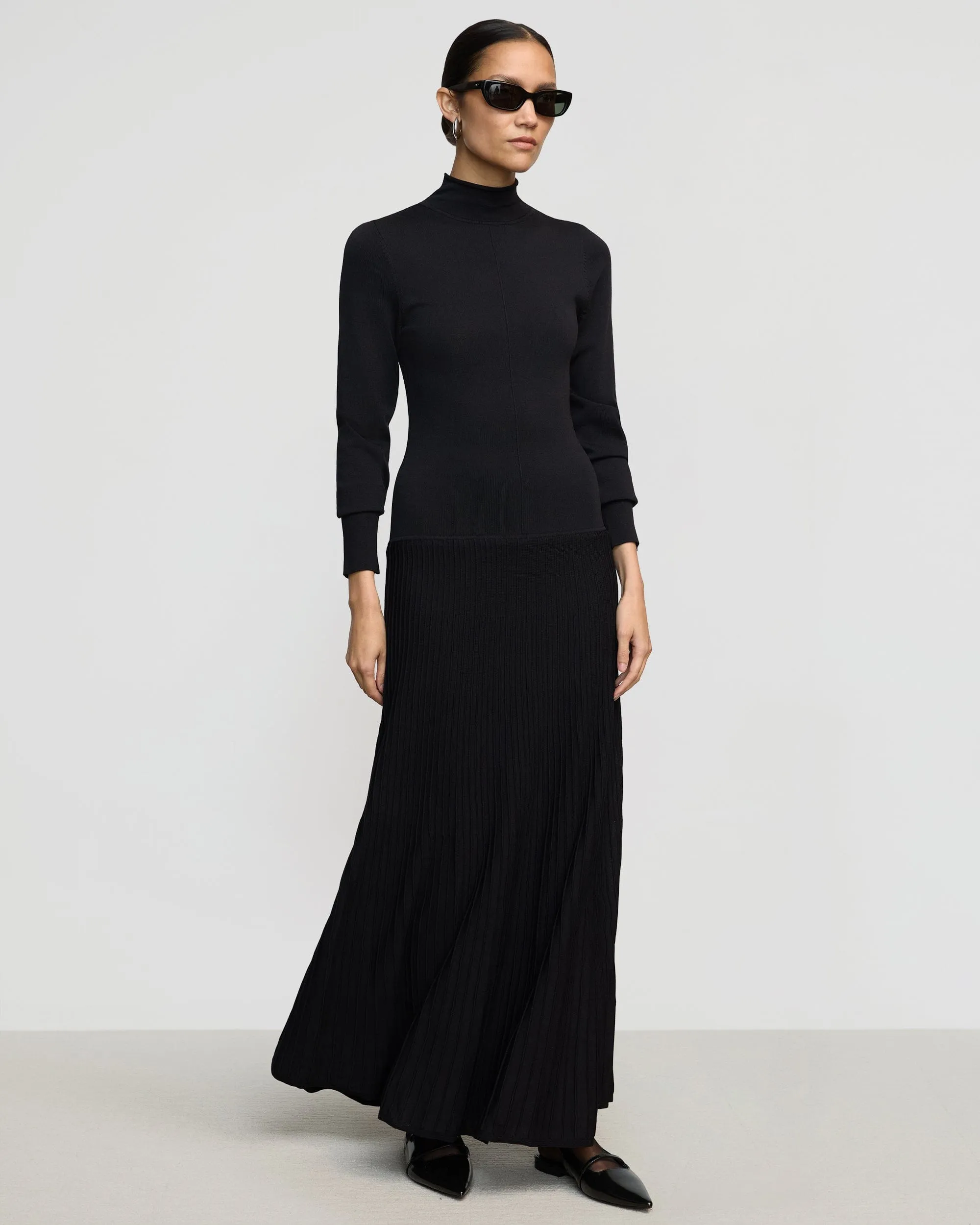 Chandra Ottoman-Knit Long-Sleeve Dress