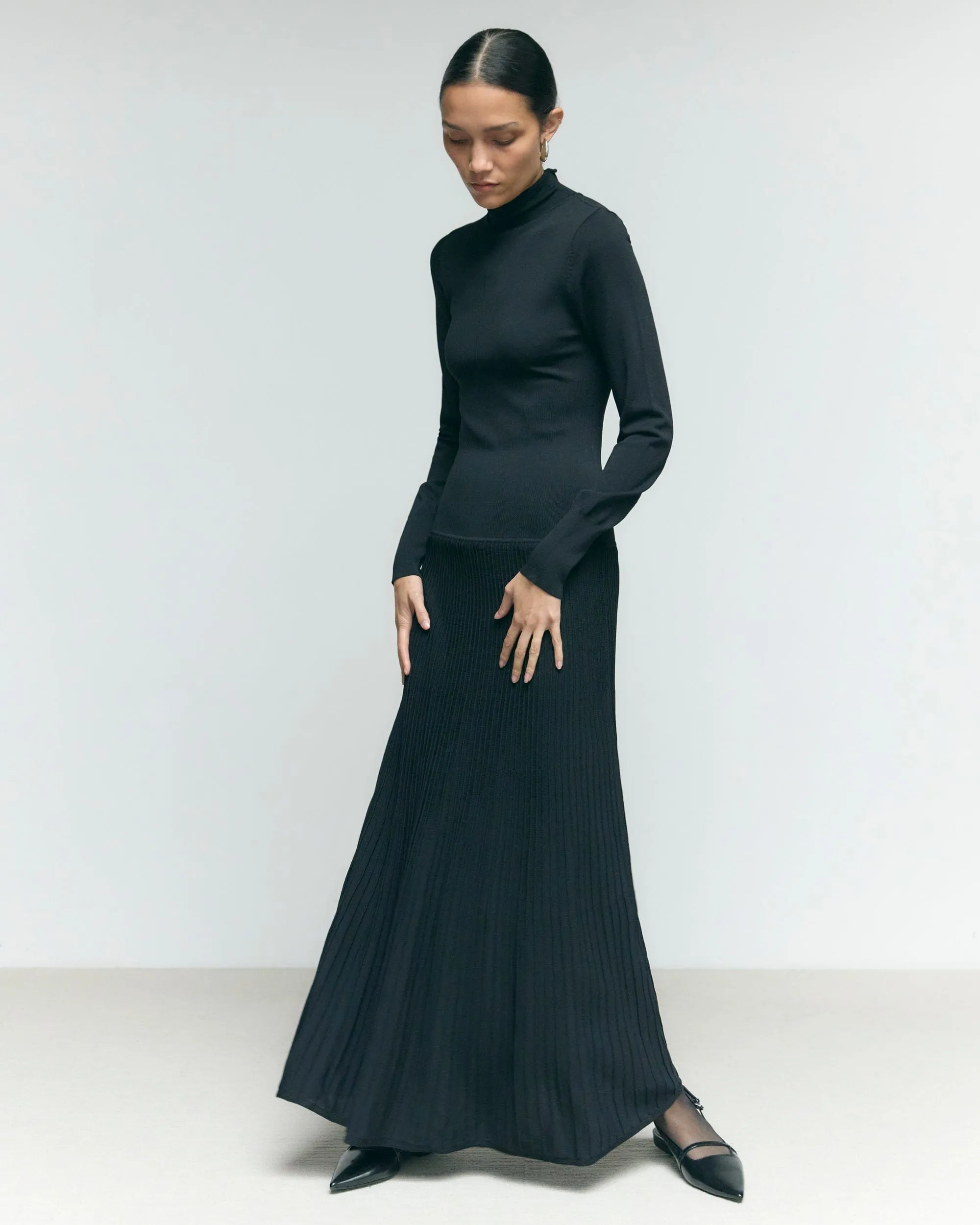 Chandra Ottoman-Knit Long-Sleeve Dress