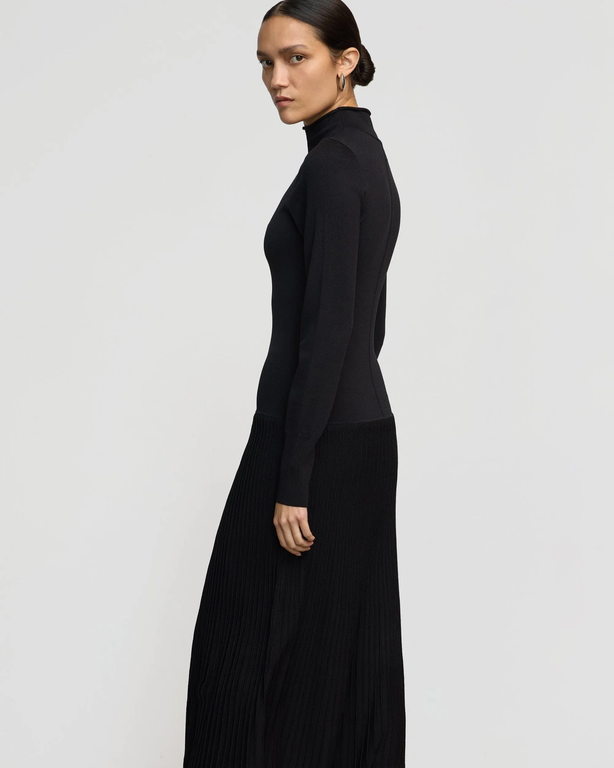 Chandra Ottoman-Knit Long-Sleeve Dress