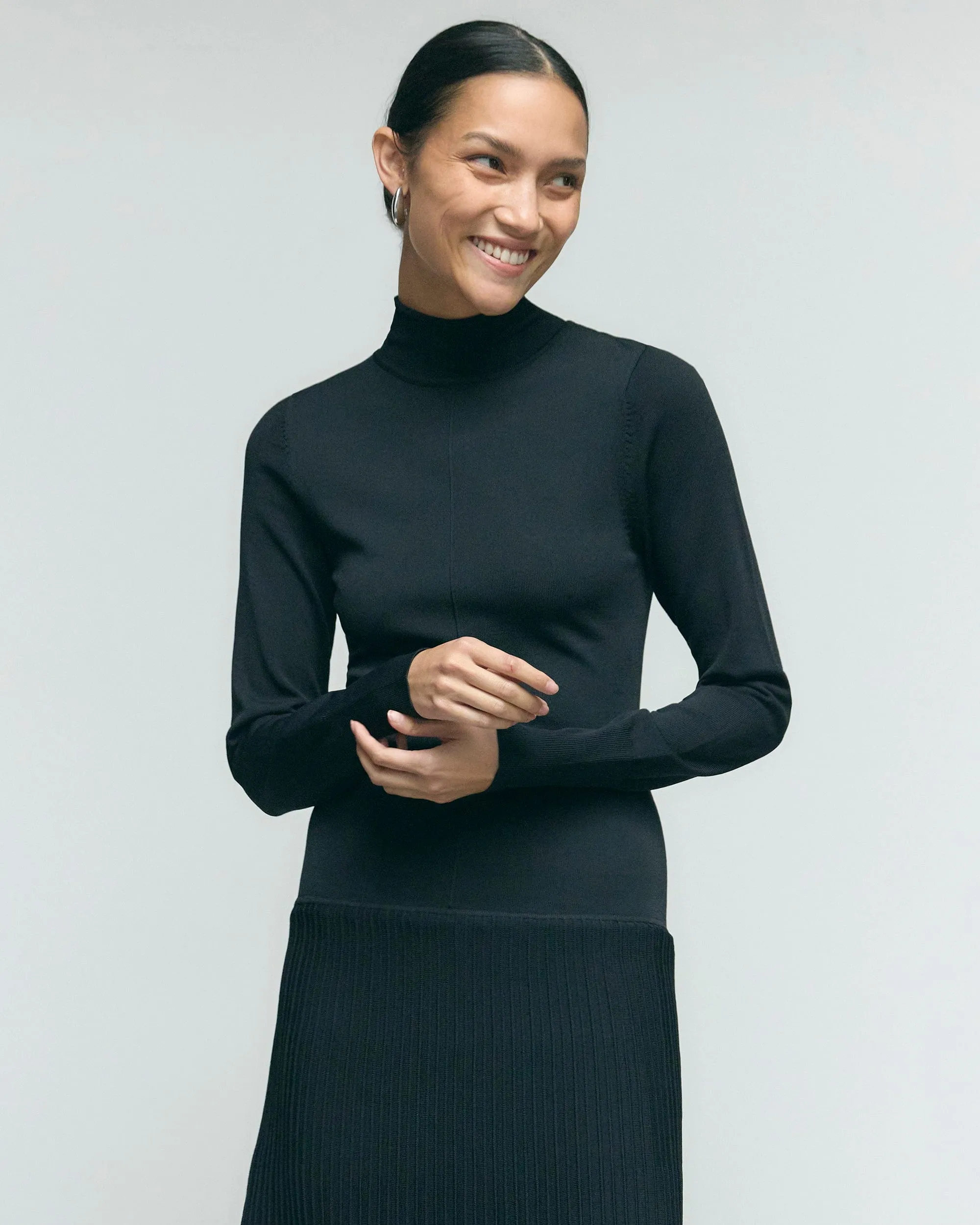 Chandra Ottoman-Knit Long-Sleeve Dress