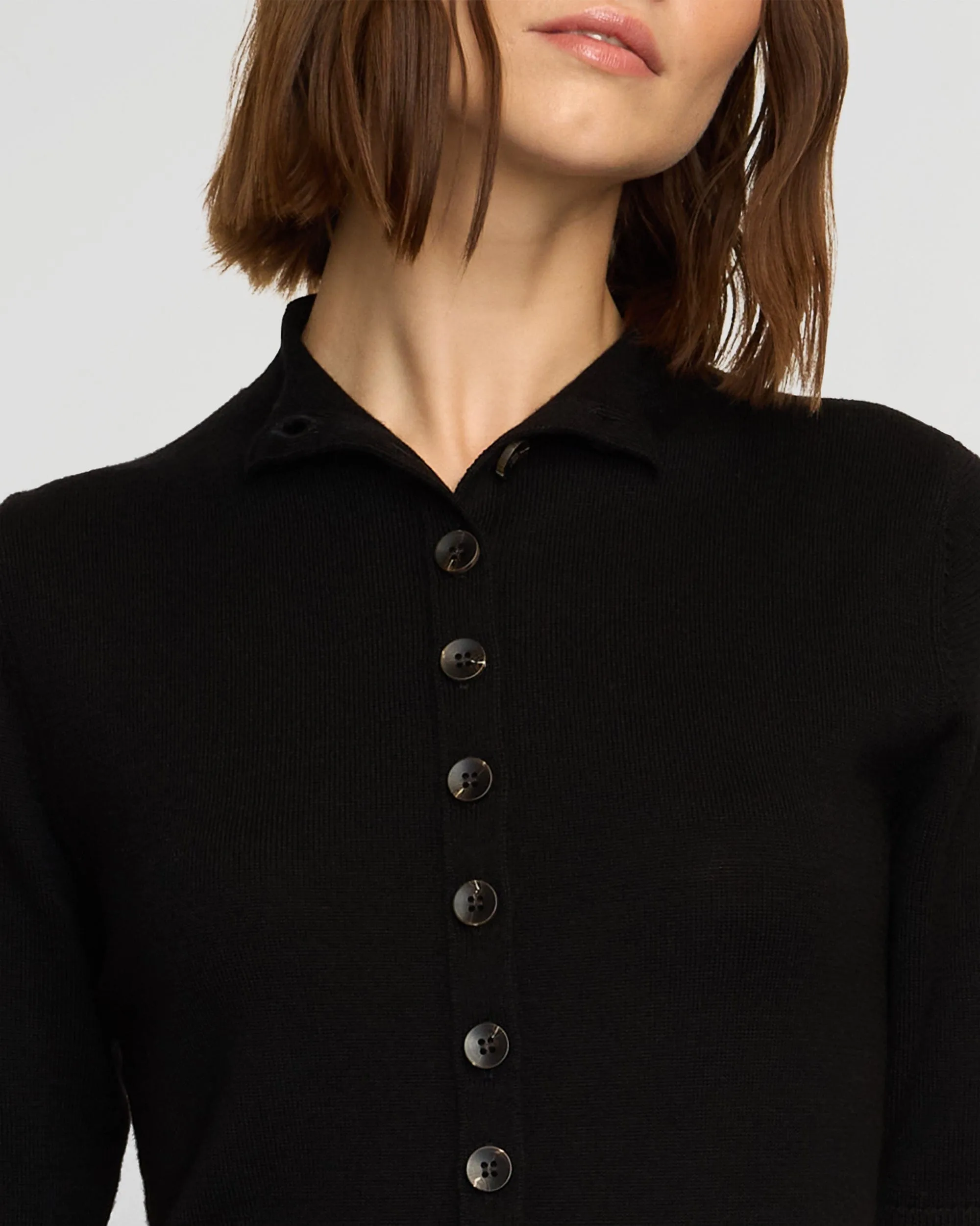 Charlotte Wool Button Short-Sleeve Sweater