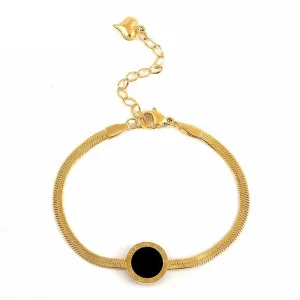Chic Roman Numeral Charm Flat Snake Chain Bracelet for Women - Stylish Party Jewelry