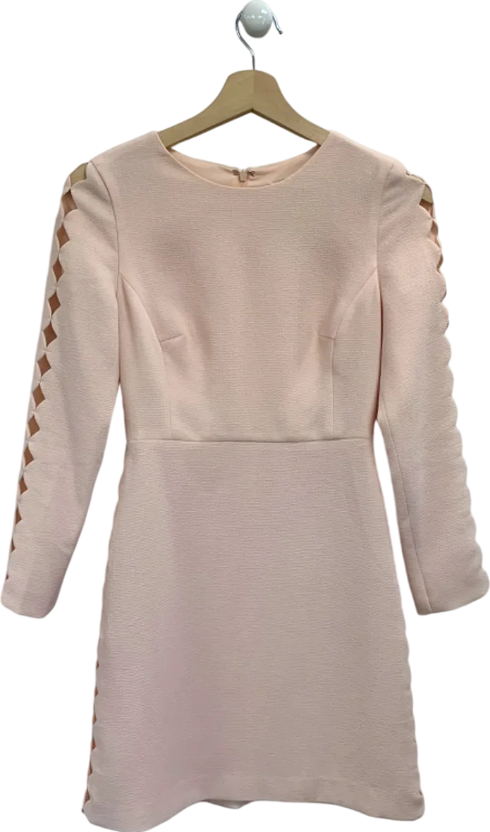Club Monaco Pink Long Sleeve Dress with Cut-Out Detailing UK XS