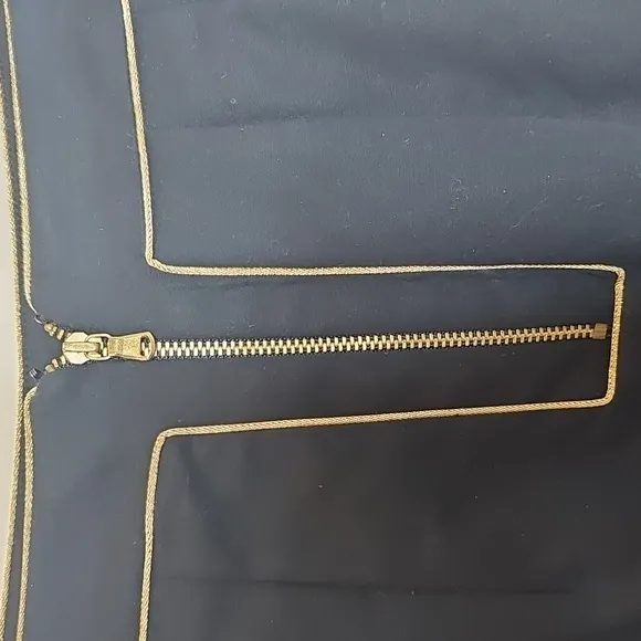 Club Monick Black With Gold Trim Pencil Skirt - Size 2
